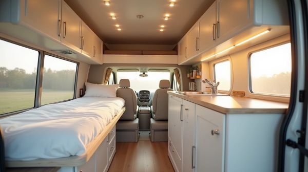 Optez pour un lit peigne qui optimise l'espace de votre van